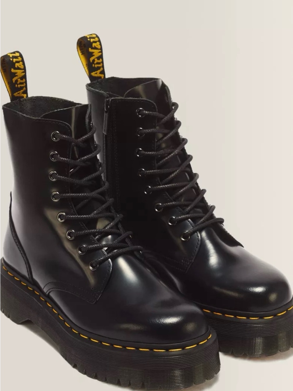 Black Platform Lace-Up Combat Boots - Unbranded